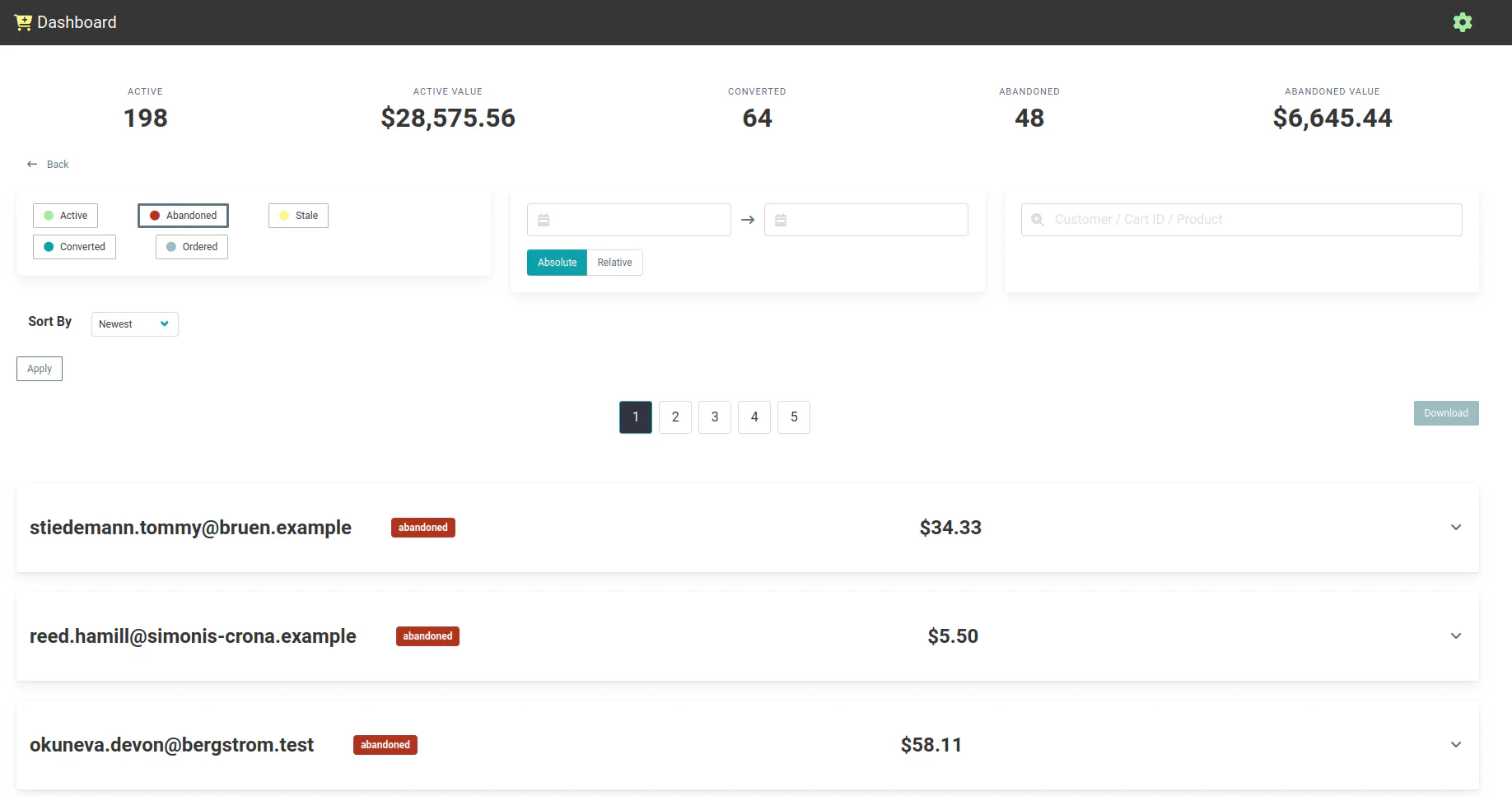 Monitor Abandoned Carts in BigCommerce Store